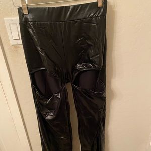 Dollskill Faux Leather Cut Out Flare Pants